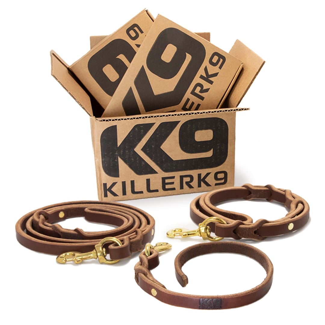 Killer K9 German Designed Amish Made Super Heavy Duty Leather Military and Police Training Leashes, 1/4 inch thick leather, solid brass connector snap