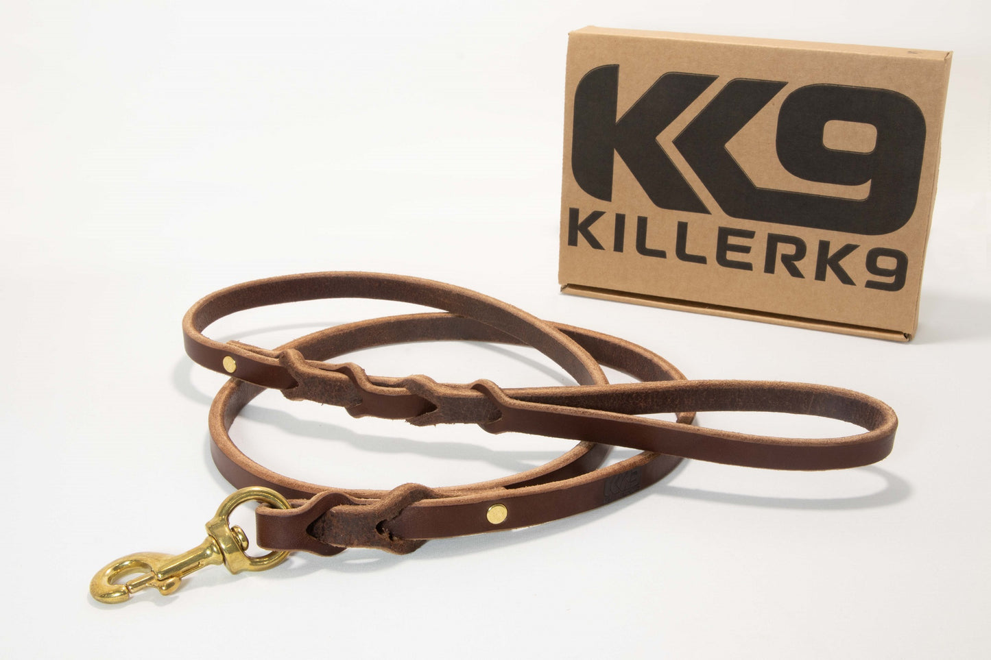 Killer K9 German Designed Amish Made Super Heavy Duty Leather Military and Police Training Leashes, 1/4 inch thick leather, solid brass connector snap, Set of 3 leashes